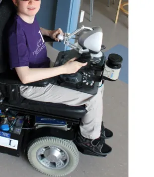 Figure 4.1: This figure shows the virtual white cane on the MICA (Mobile Internet Connected Assistant) wheelchair.