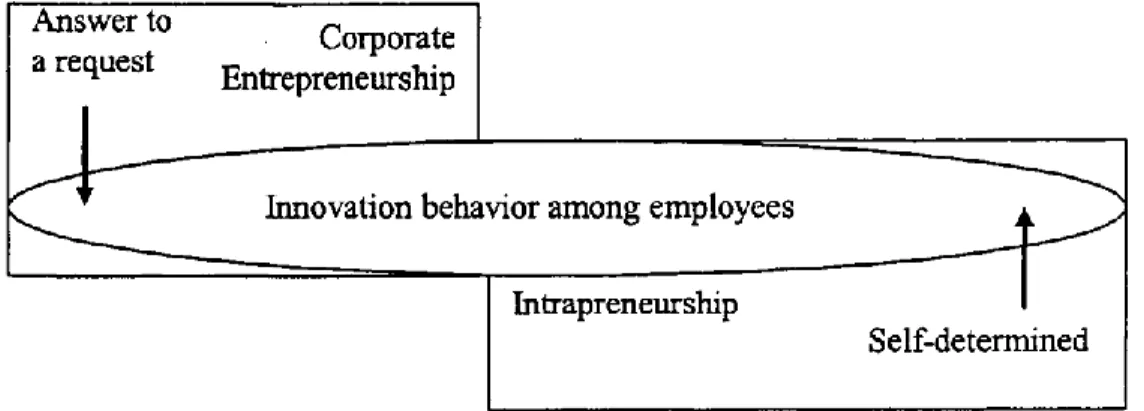 Figure 2 The relationship between CE and intrapreneurship (Åmo &amp; Kolvereid, 2005)