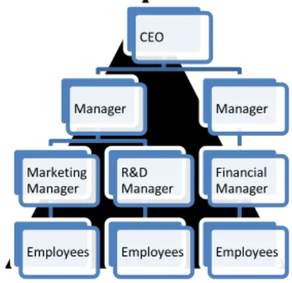 Figure 6 Traditional view of a hierarchical organisational structure (Mintzberg, 2009) developed by the authors 