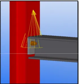 Figur 14: 3D-bild på BP1 utan upplagsklack och med den  gula kon som indikerar att något mått kan vara felaktigt 