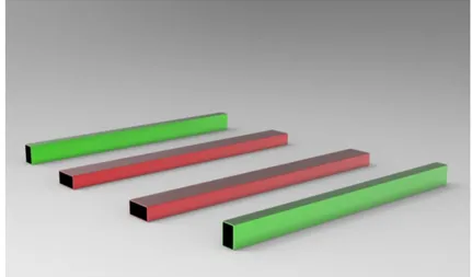 Figur 18: Golv, del 1  Grön balk: 150x100 mm  Röd balk: 200x100 mm 
