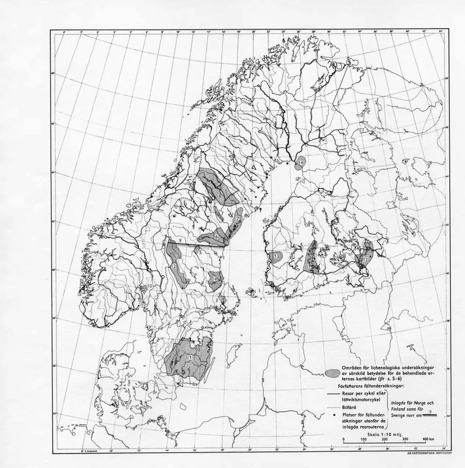 Fig.  2.  Undersökningsområdets  utforskande  med  hänsyn  till  de  karterade  barrträdslavarna
