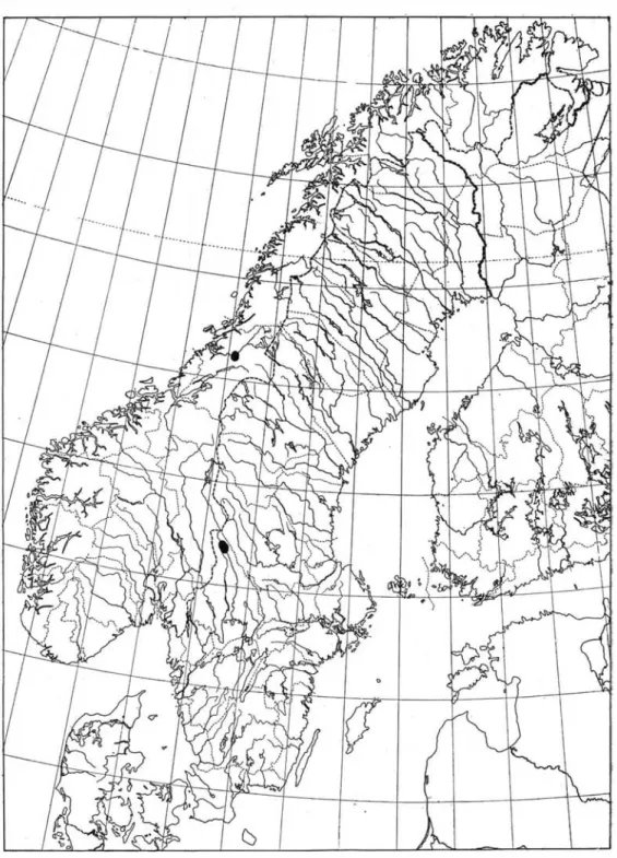 Fig.  I l .   Utbredningen  av  Erioderma  boreale  Ahln. 