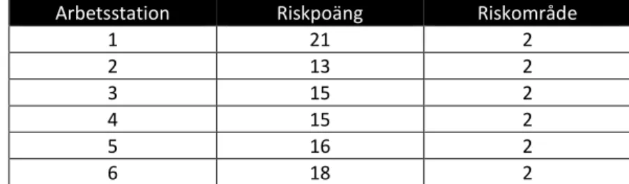 Tabell 5  Resultat från riskbedömningen 