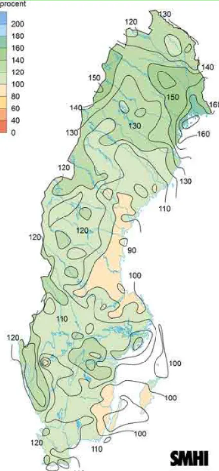Figur 4. Vattenflödet  i Dalkarlsån under 2015. Som jämförelse visas  flödet under 2013 och 2014