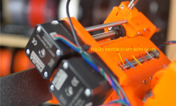 Figure 26: Pulley Shaft with gears on MMU2s 4.2 Existing issues and possible solutions