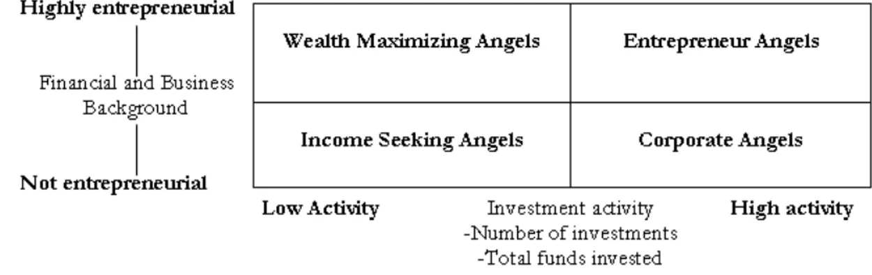 Figure 2.3 below shows and describes four different types of active angels.  