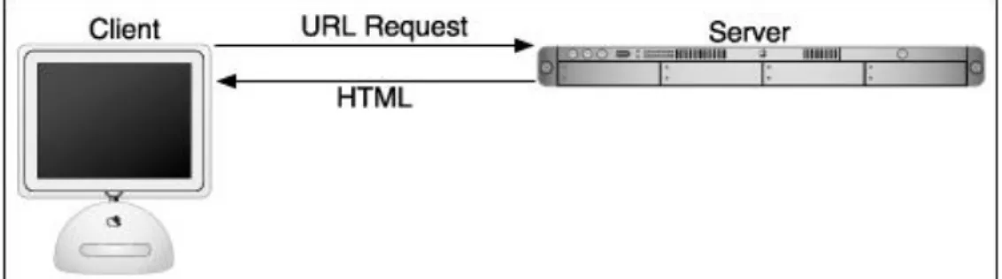 Figur 6: Client och server processen för en HTML (Ullman, 2012, s. xiii). 