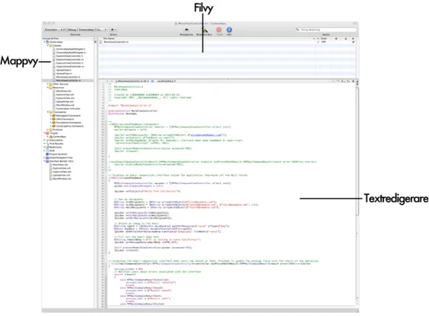 Figur 2.5.1. Skärmdump av Xcode. 