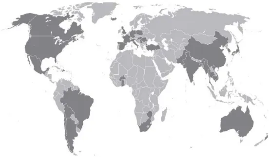 Figure 2-6: As affected countries (shaded parts) (van Halem (2011)). 