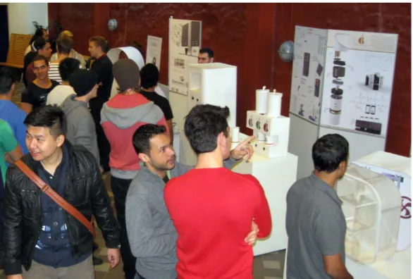 Figure 1.  Students visiting the exhibition and presenting their project results. 