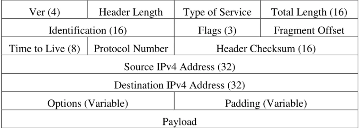 Figur 2-1: IPv4-pakethuvud. 