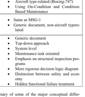 Figure 2: Summary of some of the major conceptual differ- differ-ences and improvements between MSG-3 and previous  ver-sions of the methodology