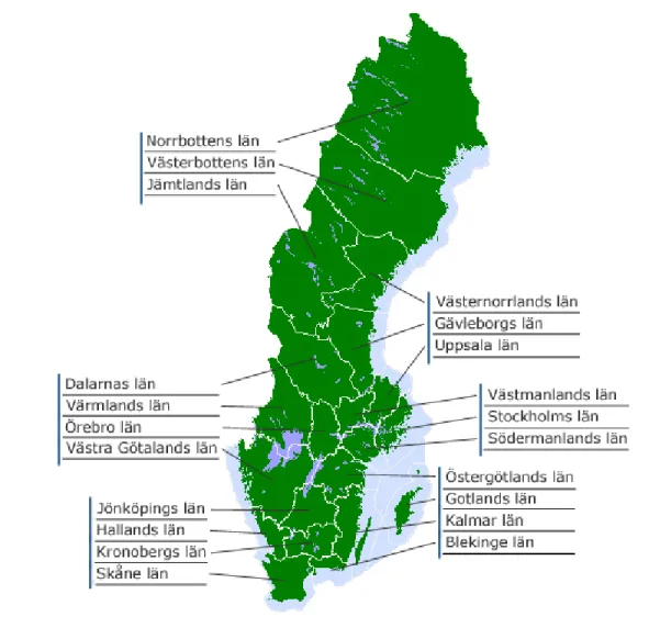 Figure 8   Sweden's counties 