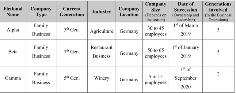 Table 2 Overview of Companies 