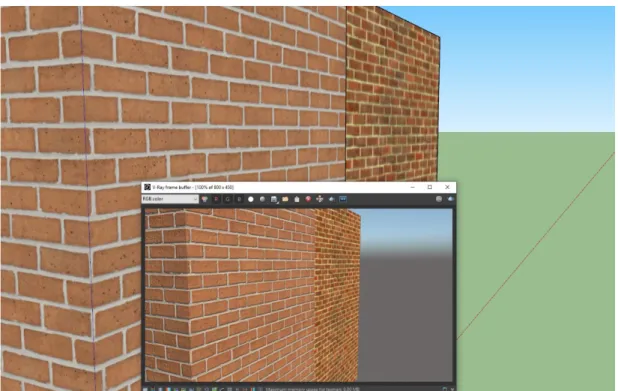 Figur 1.4.1 I bakgrunden syns en 3Dmodell som den ser ut i Sketch-up, gällande struktur och detaljrikedom