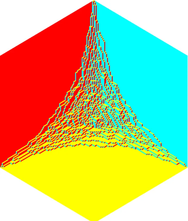 Figure 1: An example of a lozenge tiling of the hexagon (generated using code from Christophe Charlier shared through private correspondence)