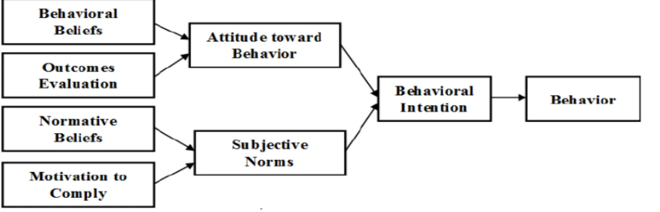 Figure 2. The theory of reasoned action (Ajzen &amp; Fishbein, 1975). 