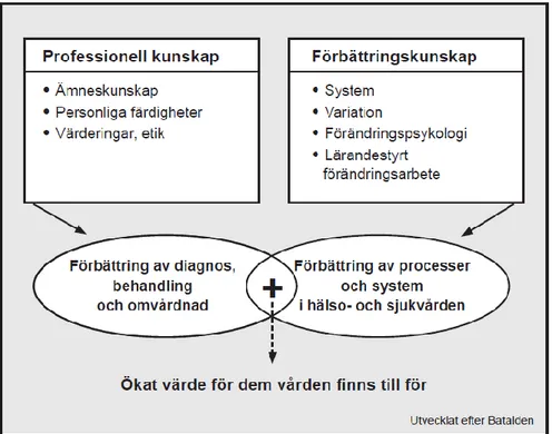 Figur 1 Sambandet mellan professionell- och förbättringskunskap (Sverige. Socialstyrelsen, 2006) 