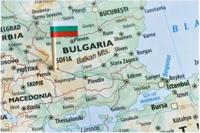Figure 1: Bulgaria on the map and the Bulgarian flag 