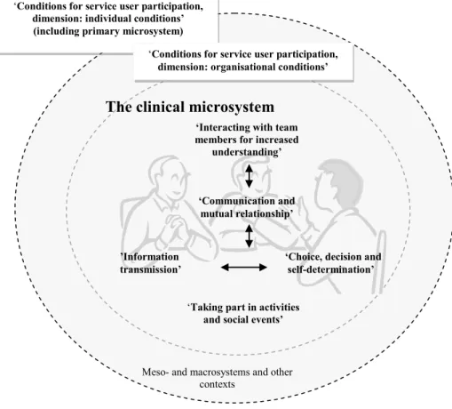 Figure 4. A conceptual model of service user participation in  interprofessional microsystems