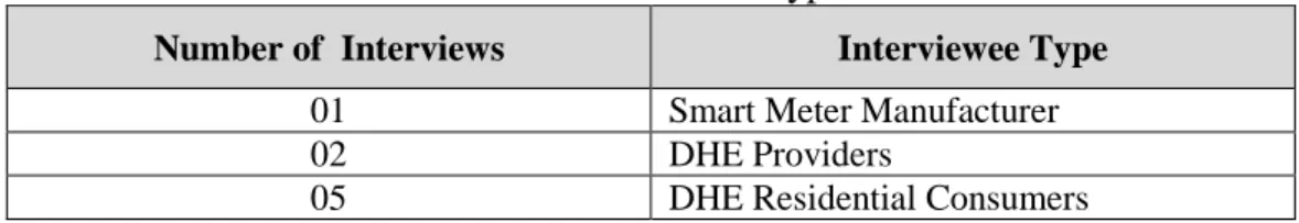 Table 3: Number of Interviews with each type of interviewee  Number of  Interviews  Interviewee Type 