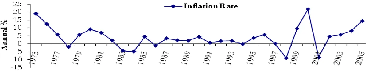 Figure 1: Changes in Inflation from 1975-2005 