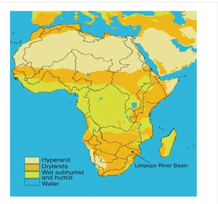 Figure 1:  Map of dryland basins of  South Africa.