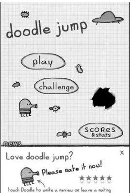 Figure 5Lima sky customized the app rating request in Doodle Jump to match the fun style of  the game (Wooldridge &amp;Schneider, 2011) 