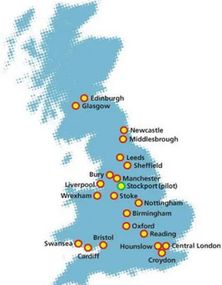 Figure 2: Different study locations in UK    