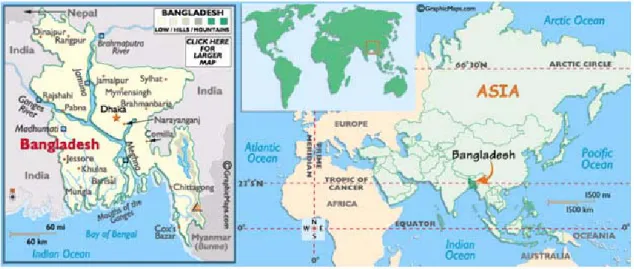 Fig. 1. Location of Dhaka, Bangladesh      Source: World Atlas Travel 