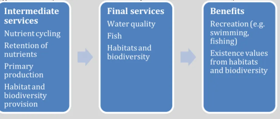 Figure E1: Ecosystem services and benefits addressed in the study 