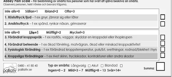 Figur 2. Visuell analog skala (VAS)(Bild från Vårdhandboken av Susanne Flodin). 