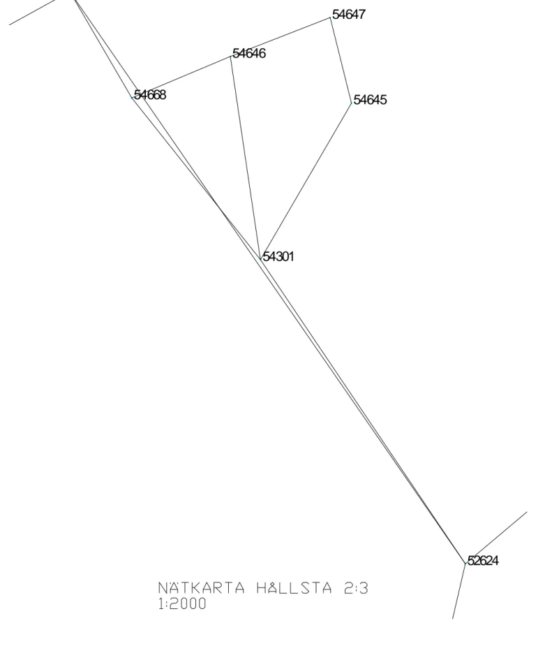 Figur 11: Nätkarta på stompunkterna i Hållsta 2:3