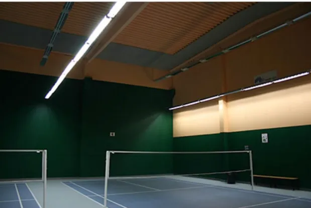 Figur 6. Ljusfördelning på väggen i Skellefteås badmintonhall.  