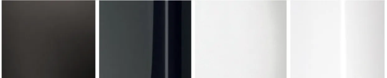 Figur 11. Matta samt blanka ytor för basfärgerna svart samt vit. 