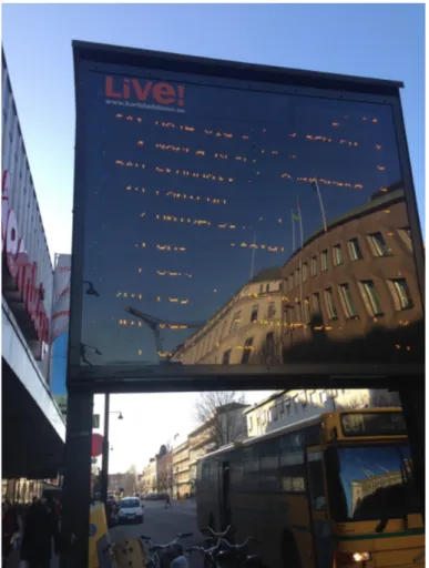 Figure 4.9- Big Live! display at a bus stop in the city center of Karlstad 
