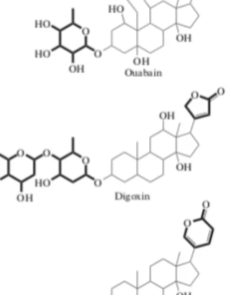 Figure  1.3.  Chemical  structures  of  ouabain,  digoxin  (both  -  cardenolides),  and  bufalin  (bufadienolide)