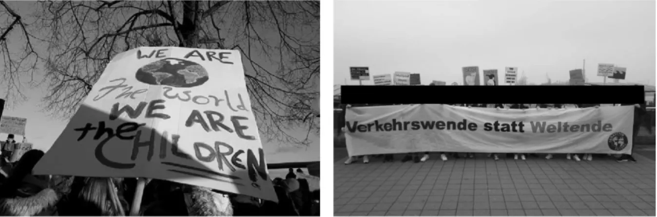 Figure 9: Protest sign featured on the Facebook website of Fridays for Future Dresden (left)