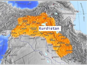 Figur 2 Ett Storkurdistan som i väster sträcker sig hela  vägen till Iskender bukten i medelhavet