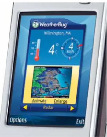 Figur 14: Exempel på en Mobile Widget på Nokia S60: WeatherBug 