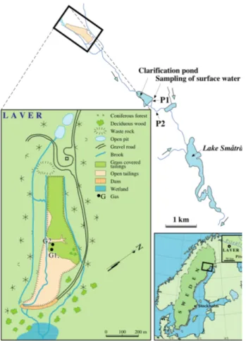 Figure  1.  Location  of  Laver  in  Northern  Sweden  and  a  description  of  the  sampling  area