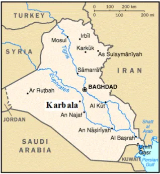 Figure 1: Location map showing Karbala city. 