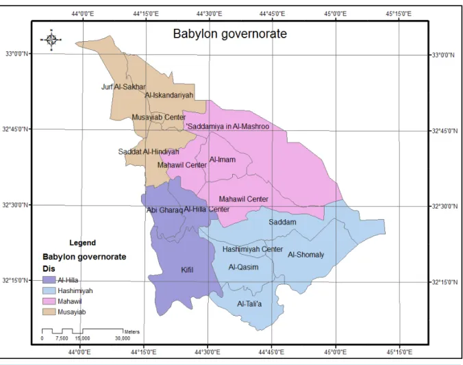 Figure 1. Map Babylon governorate.                                                                        