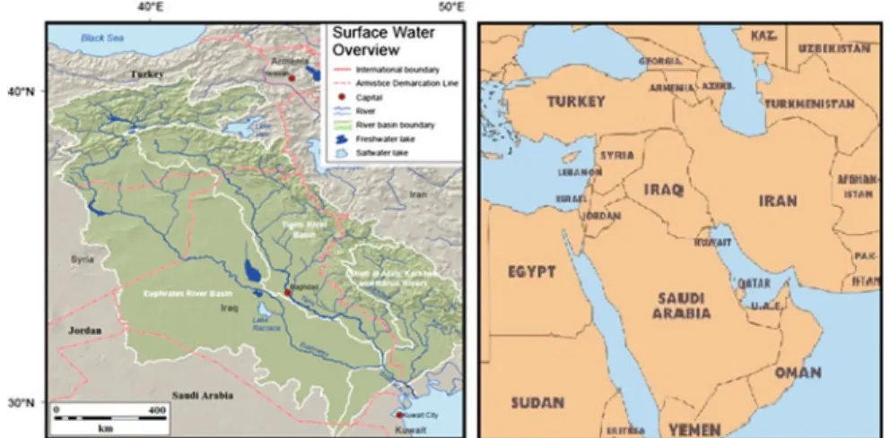 Fig. 1 Tigris and Euphrates rivers basins. Modified from UN-ESCWA [16]