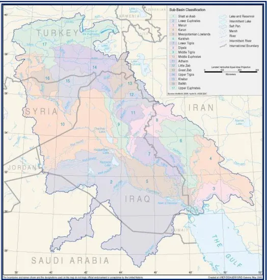 Figure 1: Catchments area of Rivers Tigris and Euphrates. 