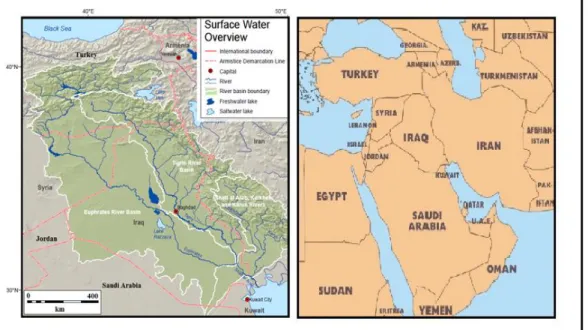 Figure 1: Tigris and Euphrates Rivers Basins (modified from ESCWA, 2013). 