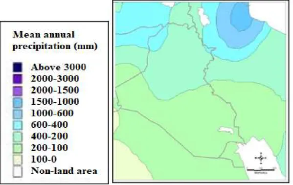 Figure 2: Mean annual precipitation in the Tigris and Euphrates Basins  