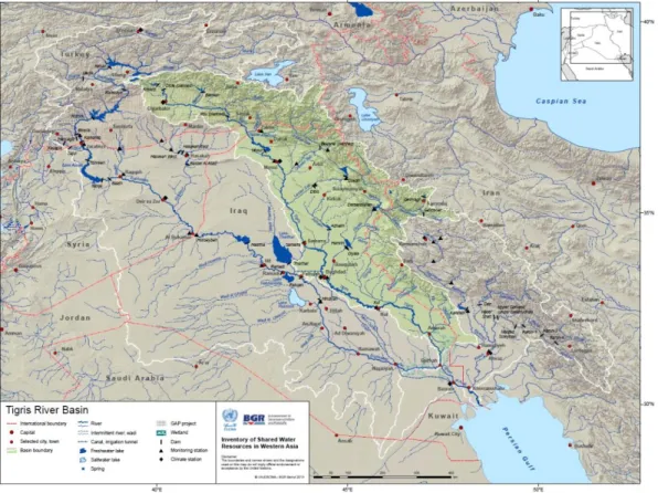 Figure 1: The Tigris River Basin (After ESCWA, 2013). 