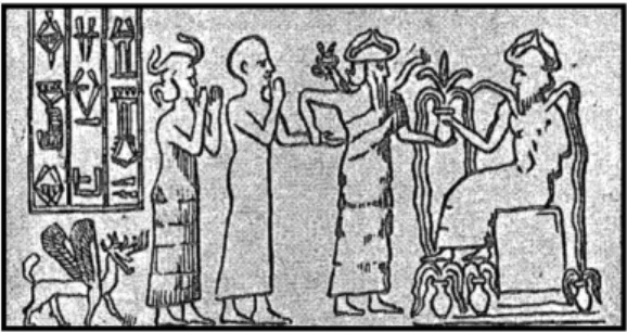 Fig 2: The Goddess “Boa” holding two stalks of wheat with three bearded attendants the  last of them in stalks of wheat (after Sousa, 1981)
